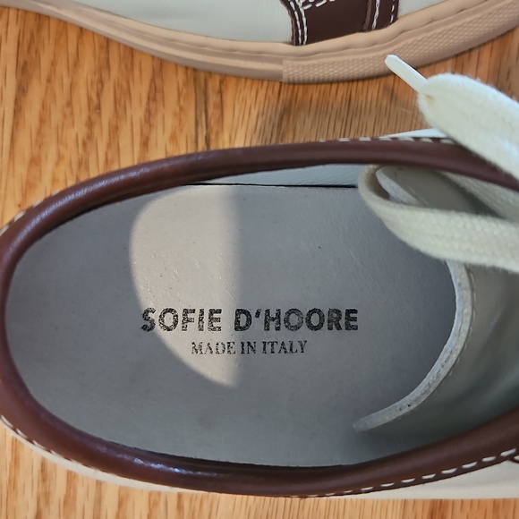 Sofie D'Hoore White and Brown Women's Sneakers - Picture 4 of 6